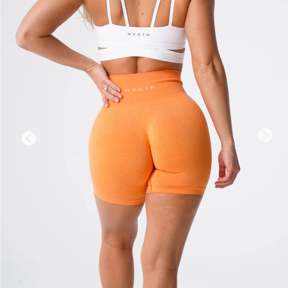 NVGTN Sunset Orange High-Waisted Shorts